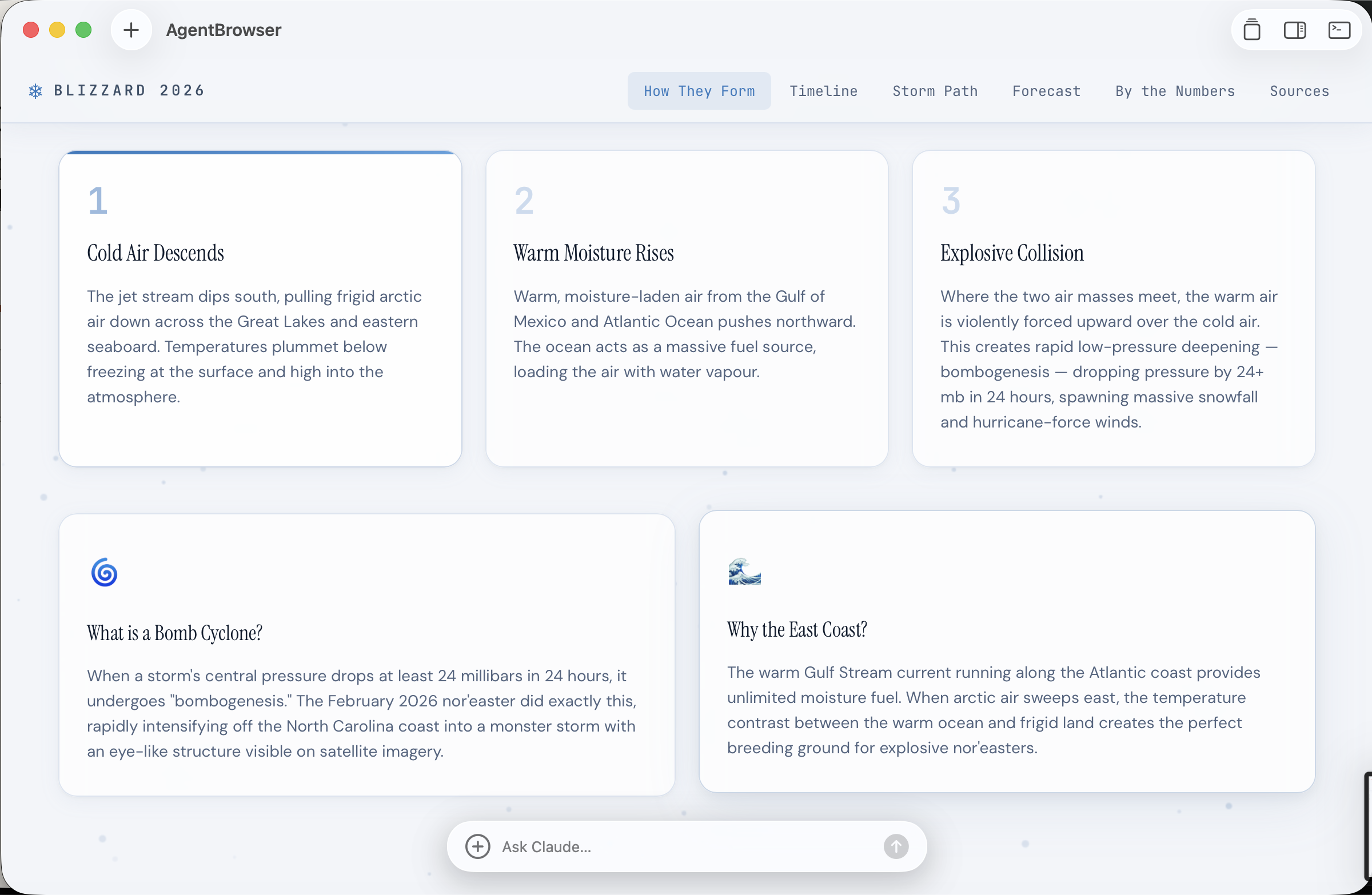 Information cards layout